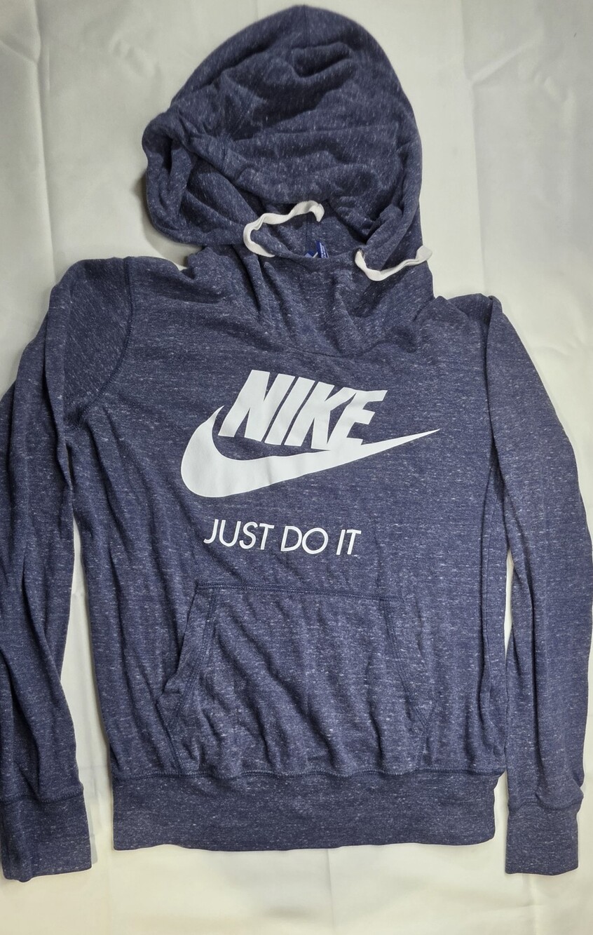 Nike Just Do It Swoosh Hoodie Medium Blue Heather Pullover Sweatshirt Sku 0408